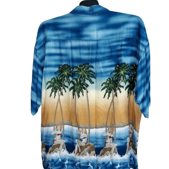 Vintage Campia Moda XL Mens Hawaii Bikini Girls and Palm tree rayon shirt - Picture 4 of 15
